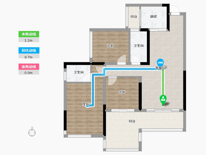 贵州省-遵义市-鑫洋御龙台-85.57-户型库-动静线