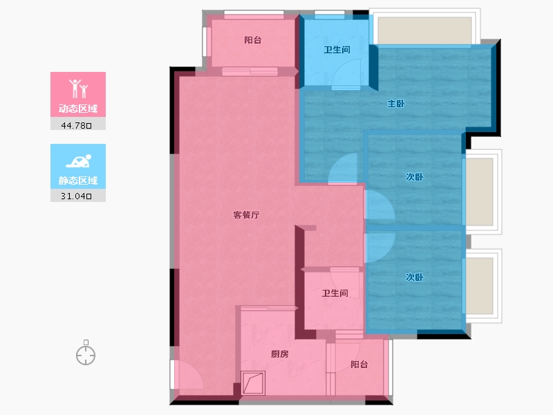 重庆-重庆市-佳兆业凤鸣水岸-73.00-户型库-动静分区