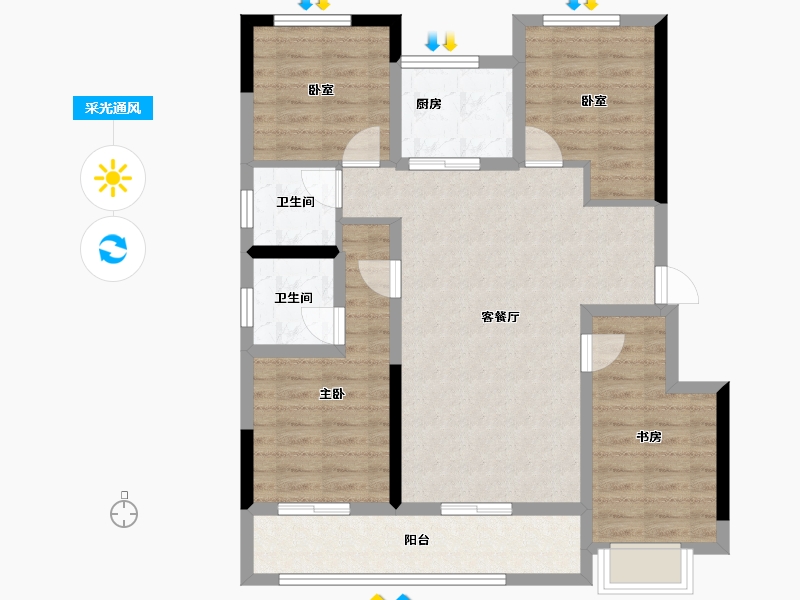 浙江省-杭州市-青隽府-91.71-户型库-采光通风