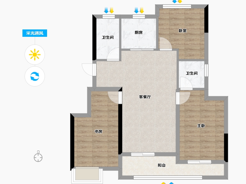 浙江省-杭州市-青隽府-75.77-户型库-采光通风