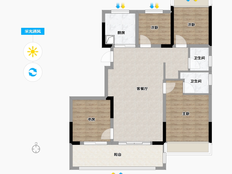 安徽省-宿州市-绿洲江山印-100.00-户型库-采光通风