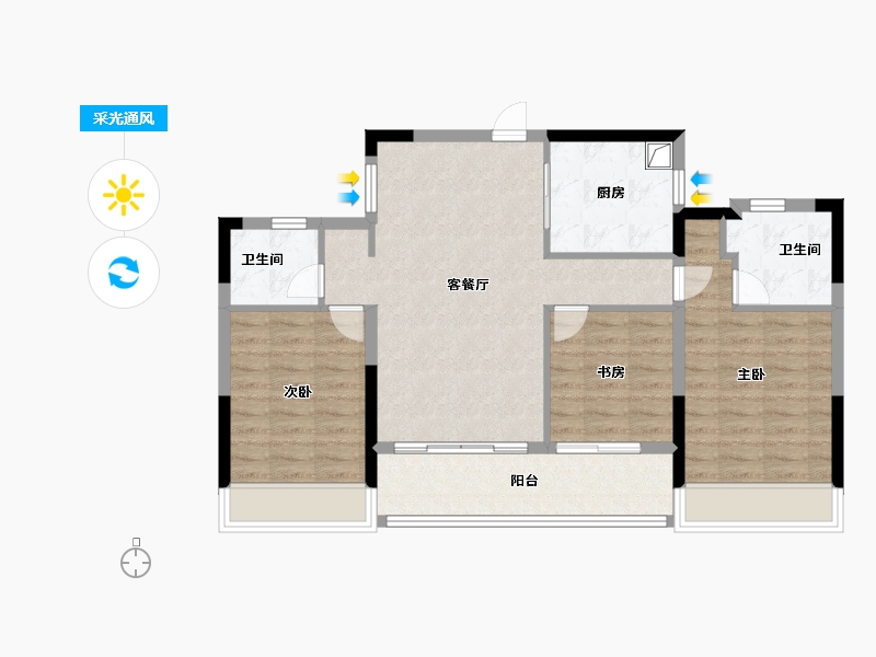 浙江省-杭州市-沐晴川府-84.80-户型库-采光通风