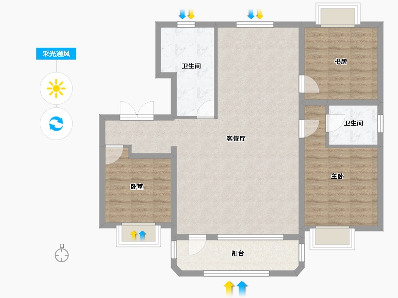 吉林省-延边朝鲜族自治州-名珠·松山樾-100.37-户型库-采光通风