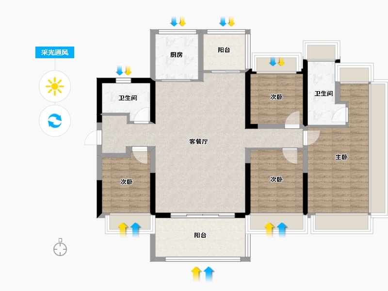 广东省-东莞市-旗峰润府-112.79-户型库-采光通风