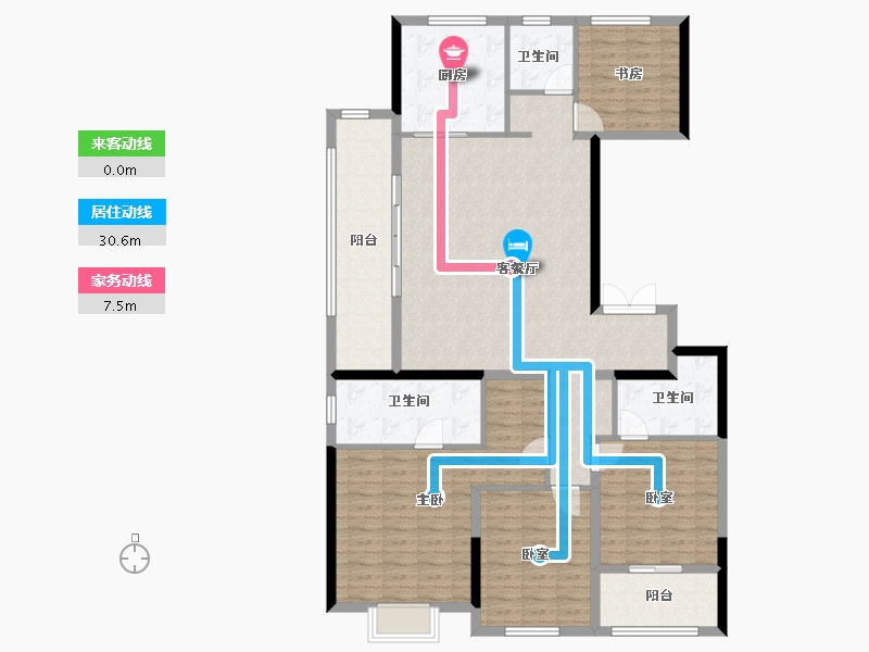 浙江省-杭州市-西房宸樾恒久府-142.48-户型库-动静线