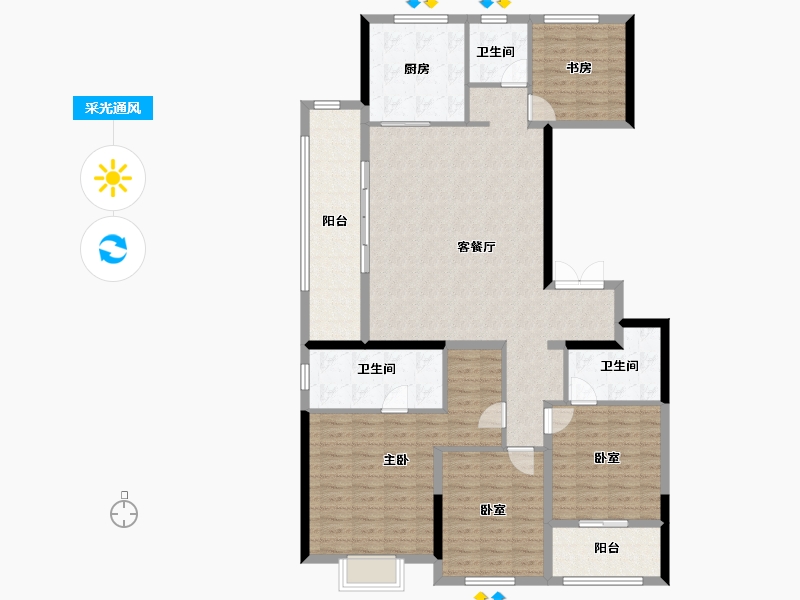 浙江省-杭州市-西房宸樾恒久府-142.48-户型库-采光通风