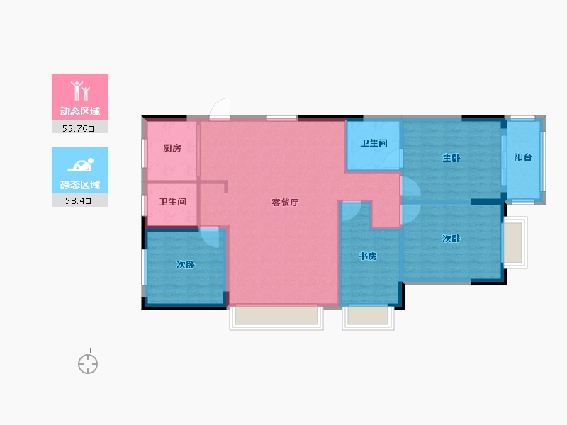 山东省-德州市-恒喆书香府-104.00-户型库-动静分区