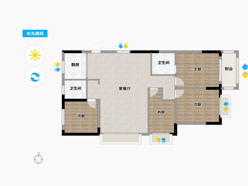 山东省-德州市-恒喆书香府-104.00-户型库-采光通风