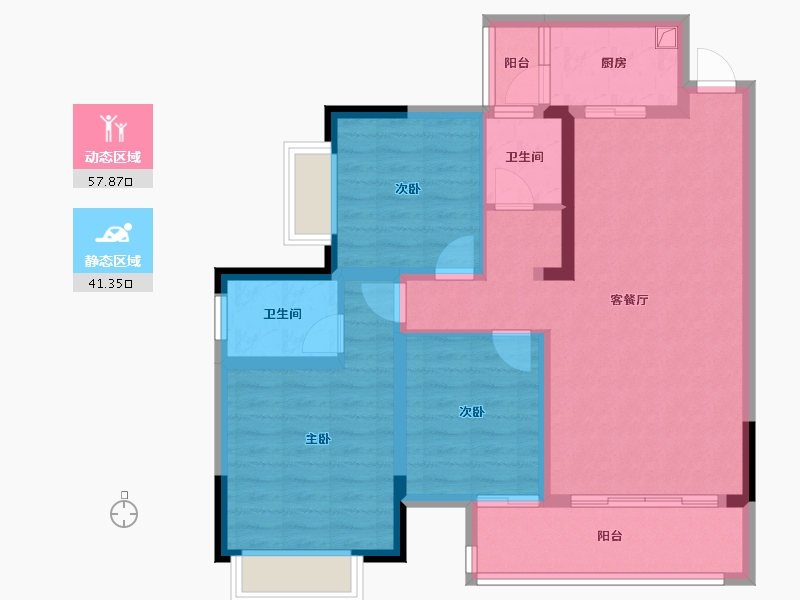 四川省-泸州市-众城繁华里-87.45-户型库-动静分区