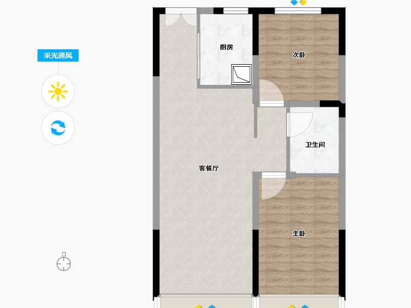 内蒙古自治区-乌海市-山河国际-76.00-户型库-采光通风