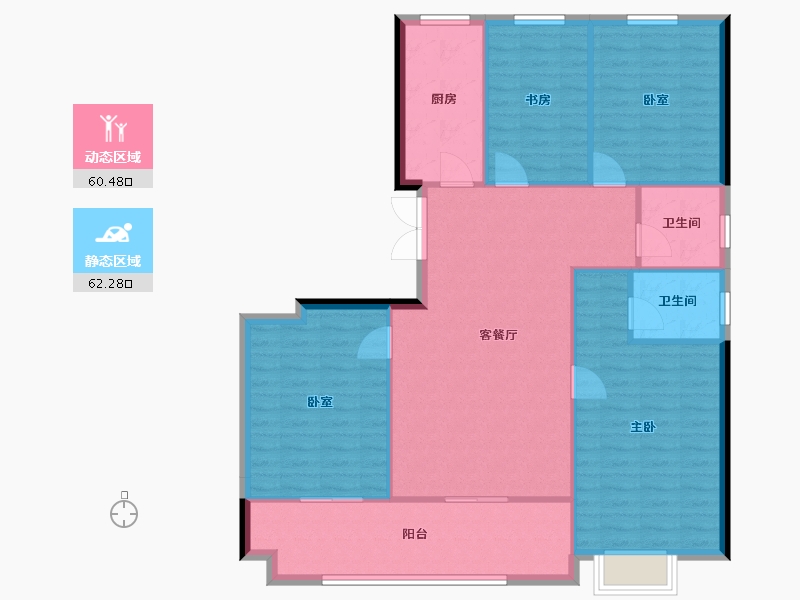 陕西省-榆林市-锦越泰上和郡-113.09-户型库-动静分区