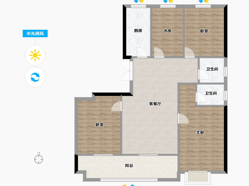 陕西省-榆林市-锦越泰上和郡-113.09-户型库-采光通风