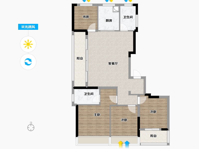 浙江省-杭州市-沐晴川府-108.00-户型库-采光通风