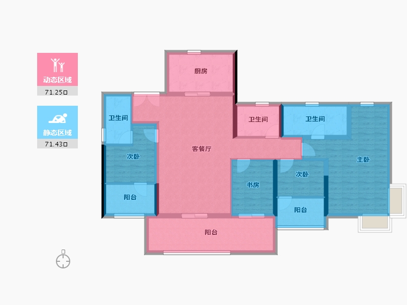 广东省-广州市-保利招商华发中央公馆-127.50-户型库-动静分区