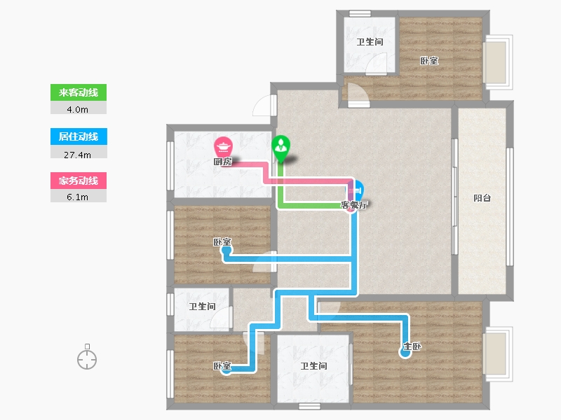 浙江省-杭州市-朝仕轩(共有产权)-134.34-户型库-动静线