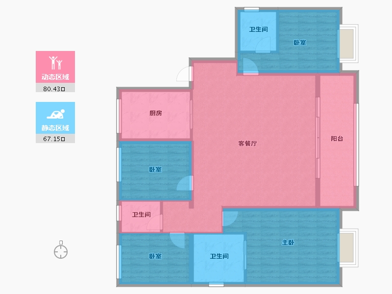 浙江省-杭州市-朝仕轩(共有产权)-134.34-户型库-动静分区