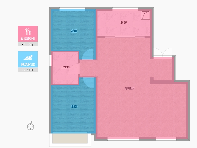 内蒙古自治区-赤峰市-璟云庭-73.35-户型库-动静分区