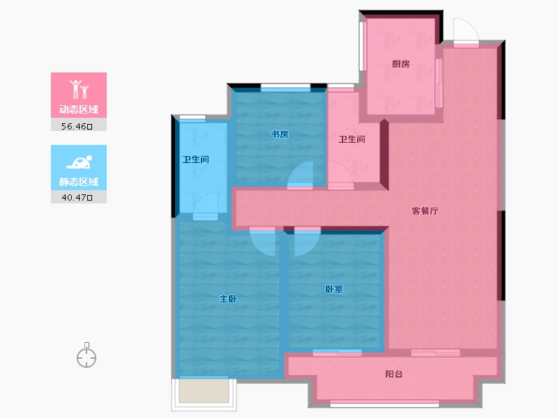 浙江省-湖州市-天能天泽府-85.23-户型库-动静分区