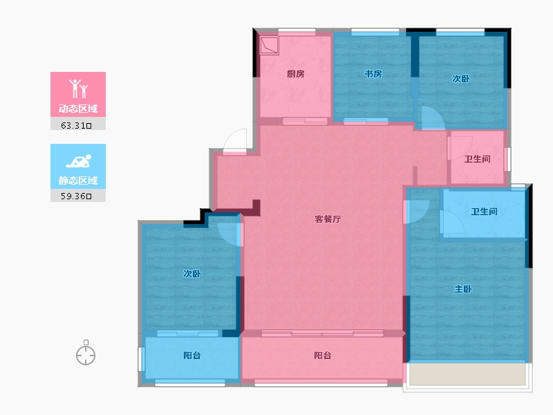 浙江省-杭州市-沐晴川府-110.62-户型库-动静分区