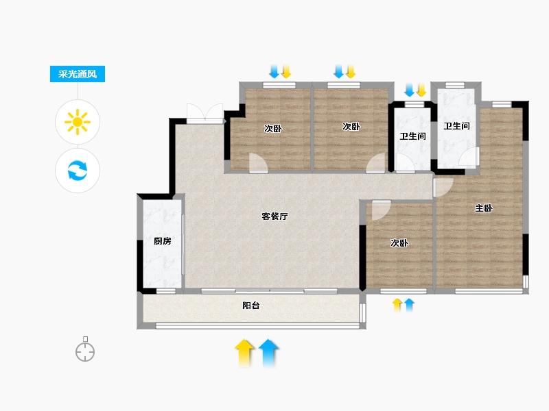 四川省-成都市-中国电建国宾华曦府-123.32-户型库-采光通风