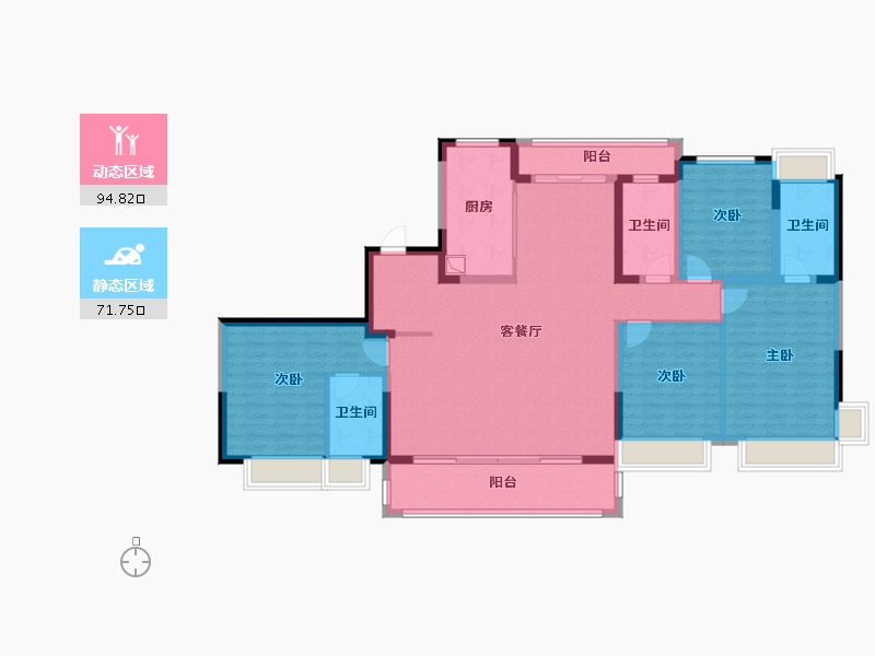 湖南省-长沙市-明昇望月府-150.14-户型库-动静分区