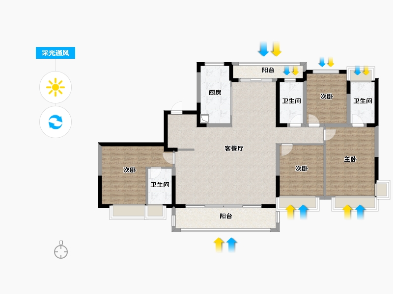 湖南省-长沙市-明昇望月府-150.14-户型库-采光通风