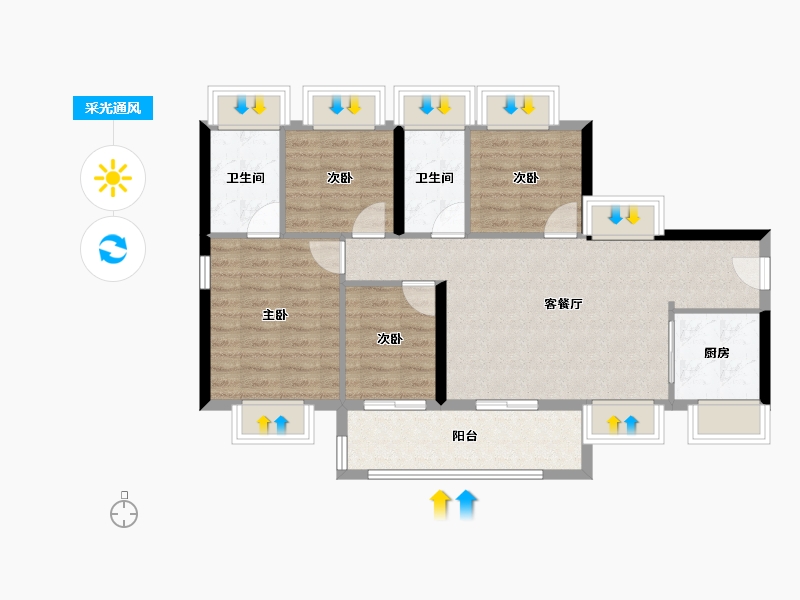 广东省-深圳市-万丰海岸城瀚府二期-80.85-户型库-采光通风