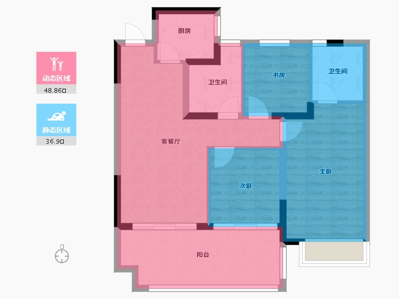 江西省-南昌市-巨仁洪州学苑-76.80-户型库-动静分区