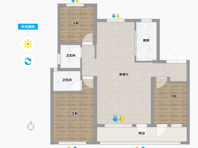 山东省-德州市-锦岸风华-100.81-户型库-采光通风