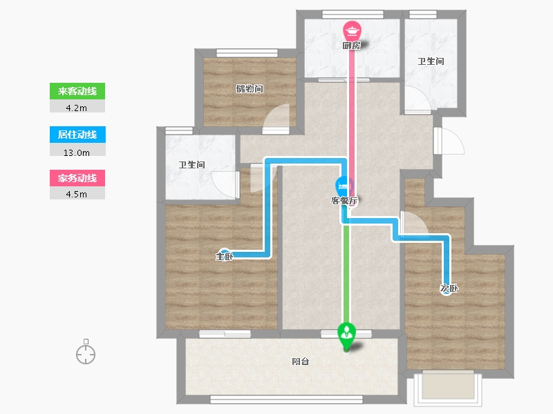 浙江省-绍兴市-泰景苑-84.00-户型库-动静线