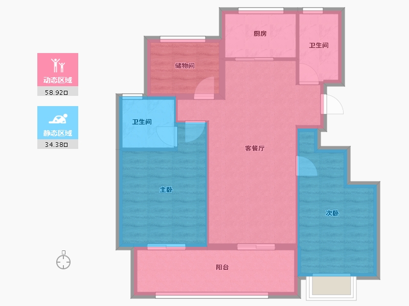 浙江省-绍兴市-泰景苑-84.00-户型库-动静分区