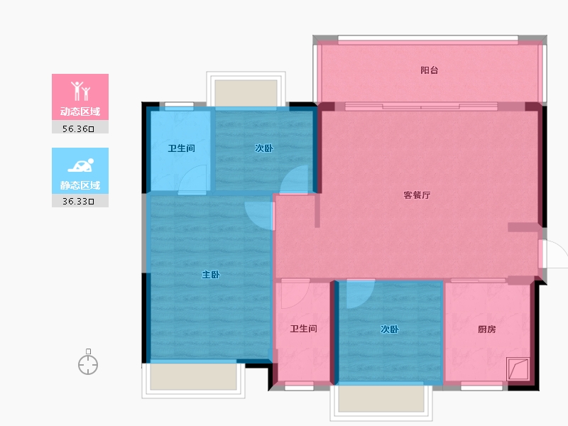 广西壮族自治区-南宁市-邕府·紫荆园-83.73-户型库-动静分区