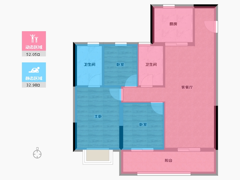 浙江省-宁波市-保利·朗玥华章-76.43-户型库-动静分区