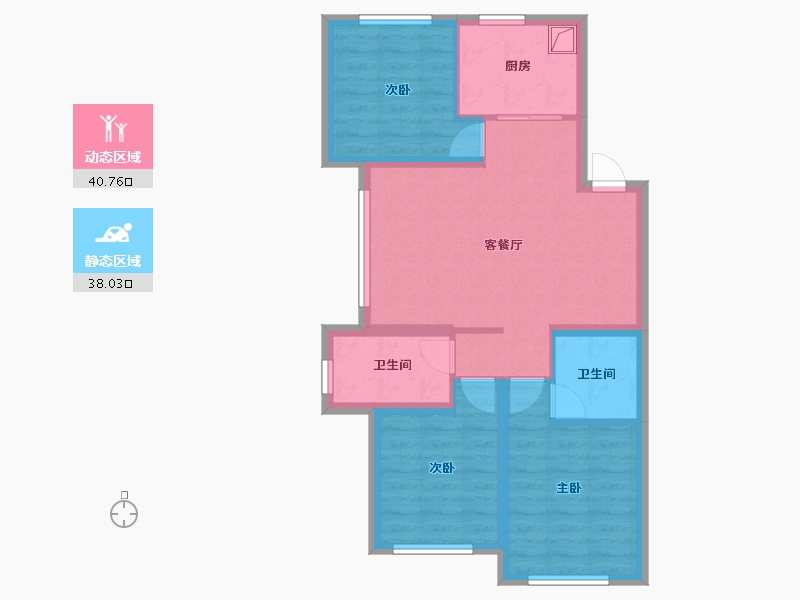 河北省-保定市-绿城·保定蘭园-69.58-户型库-动静分区