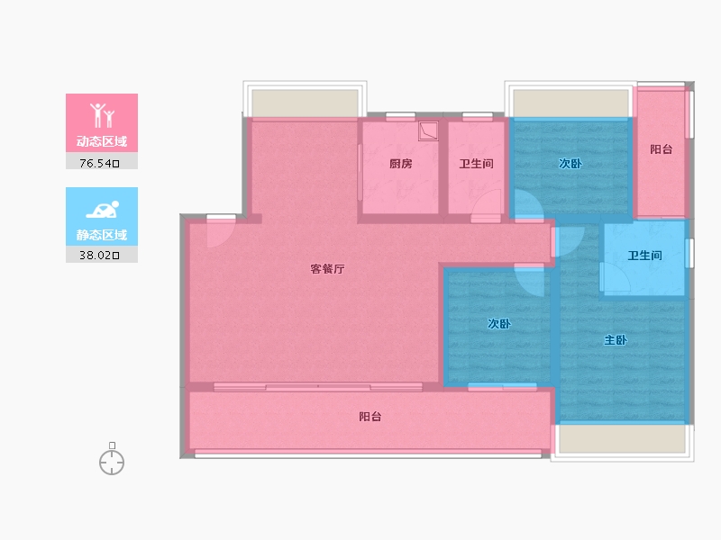 湖北省-襄阳市-天一江畔-102.38-户型库-动静分区