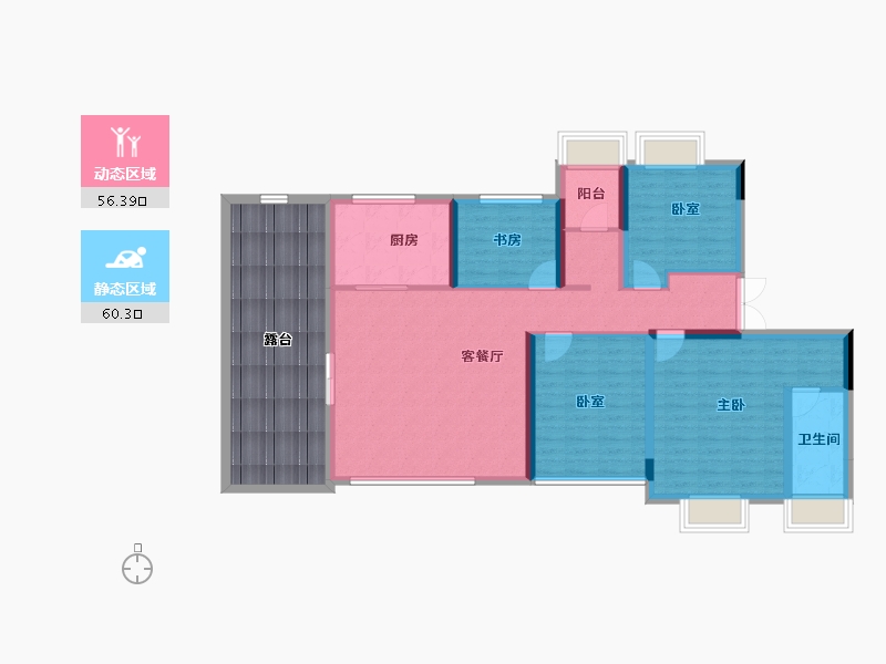 陕西省-延安市-翡翠云锦-127.34-户型库-动静分区