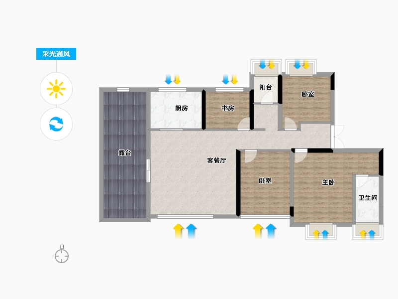 陕西省-延安市-翡翠云锦-127.34-户型库-采光通风