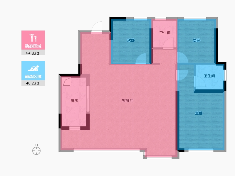 四川省-成都市-龙湖嘉辰-94.39-户型库-动静分区