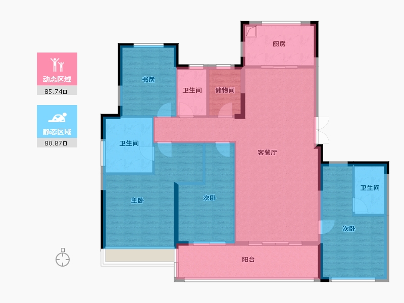 浙江省-杭州市-滨江翡翠嘉运府-151.89-户型库-动静分区