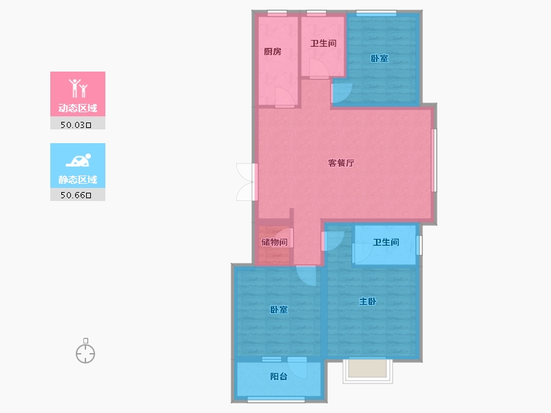 山东省-潍坊市-枫香湖畔(凤庭园)-94.40-户型库-动静分区