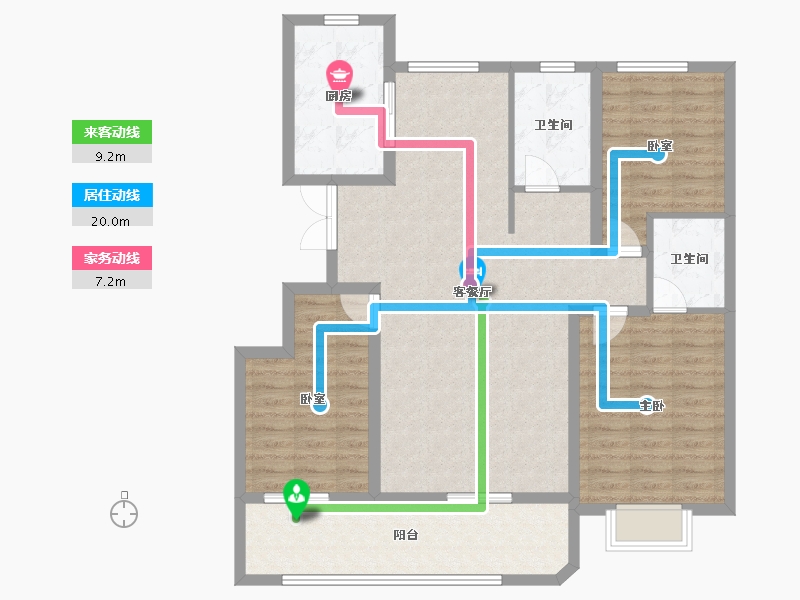 山东省-潍坊市-华安东方名郡-107.20-户型库-动静线