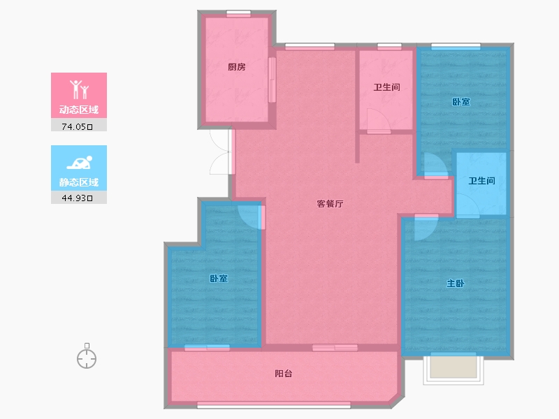 山东省-潍坊市-华安东方名郡-107.20-户型库-动静分区