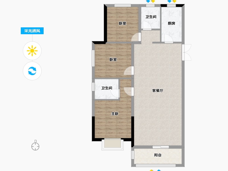 安徽省-亳州市-三巽和悦府-95.66-户型库-采光通风