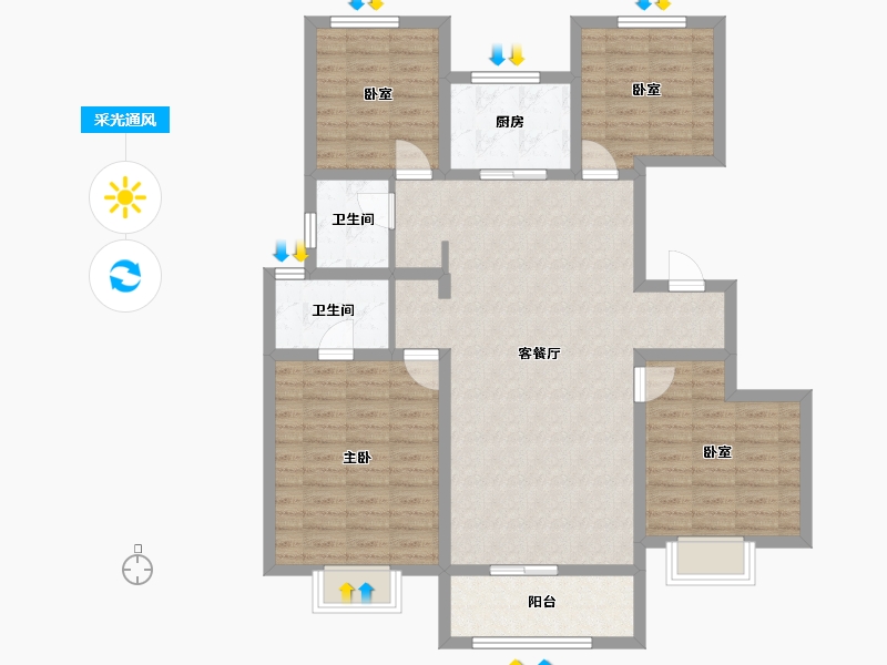 山东省-潍坊市-世贸尚水名邸-108.00-户型库-采光通风