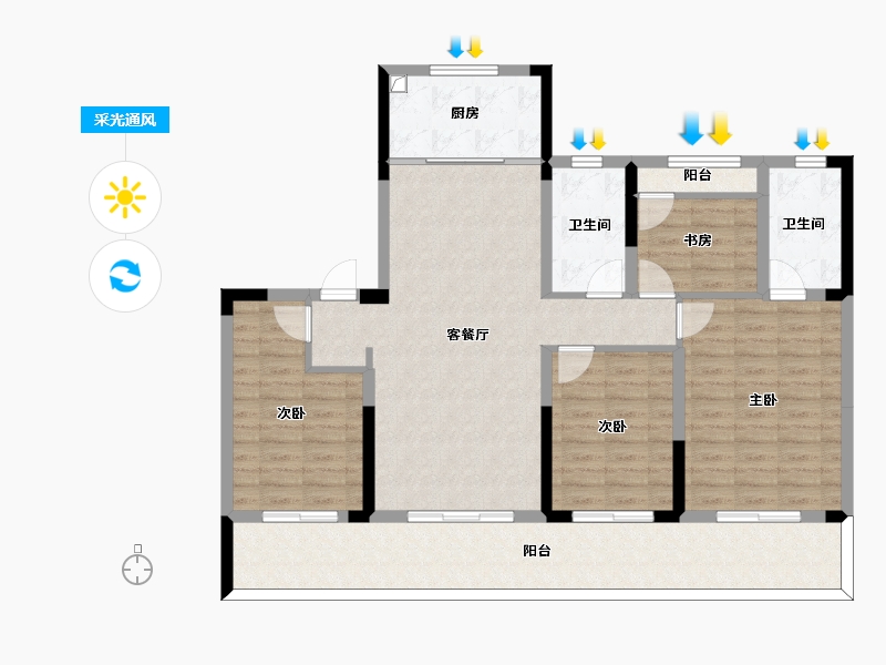 浙江省-台州市-星谷云城-114.40-户型库-采光通风