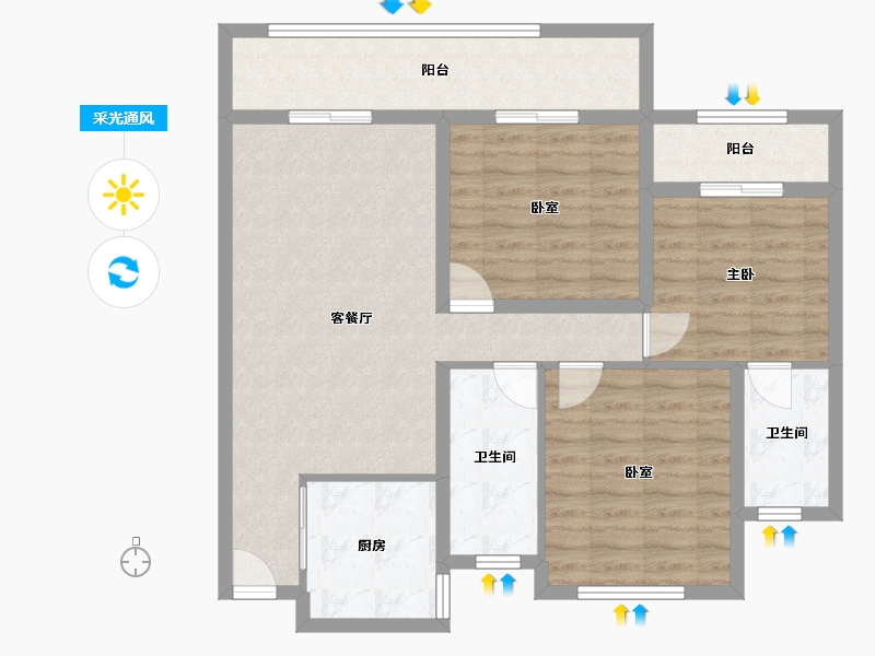 福建省-漳州市-建发玺院-三期-87.20-户型库-采光通风