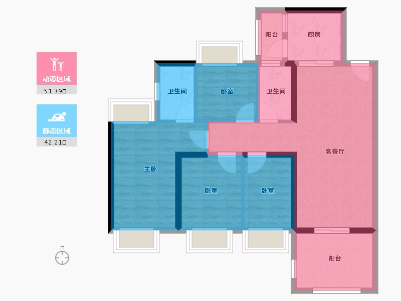 广东省-肇庆市-富雅蓝湾-82.84-户型库-动静分区