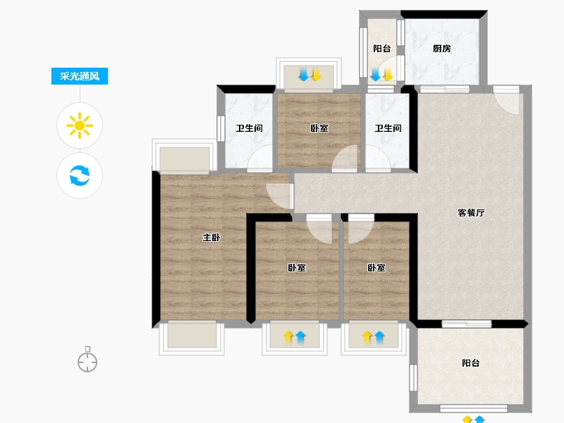 广东省-肇庆市-富雅蓝湾-82.84-户型库-采光通风