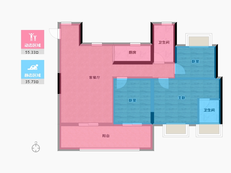 陕西省-延安市-邦泰锦天府-80.94-户型库-动静分区