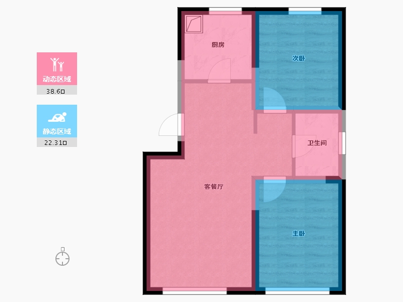 黑龙江省-鸡西市-河畔花园-72.10-户型库-动静分区